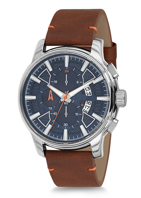 men watch with leather band