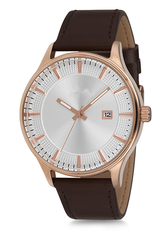 men watch with leather band