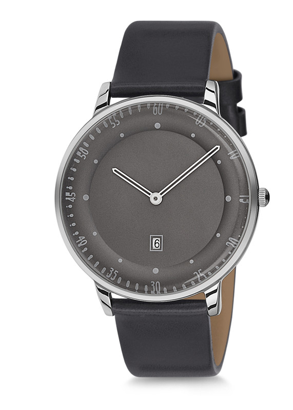 men watch with leather band